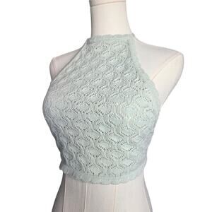 ANWND Mint Crochet Halter Top